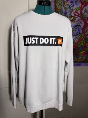 Vintage Nike Just Do It Sweatshirt White 90s Y2K Swoosh Crewneck Oversized - XL